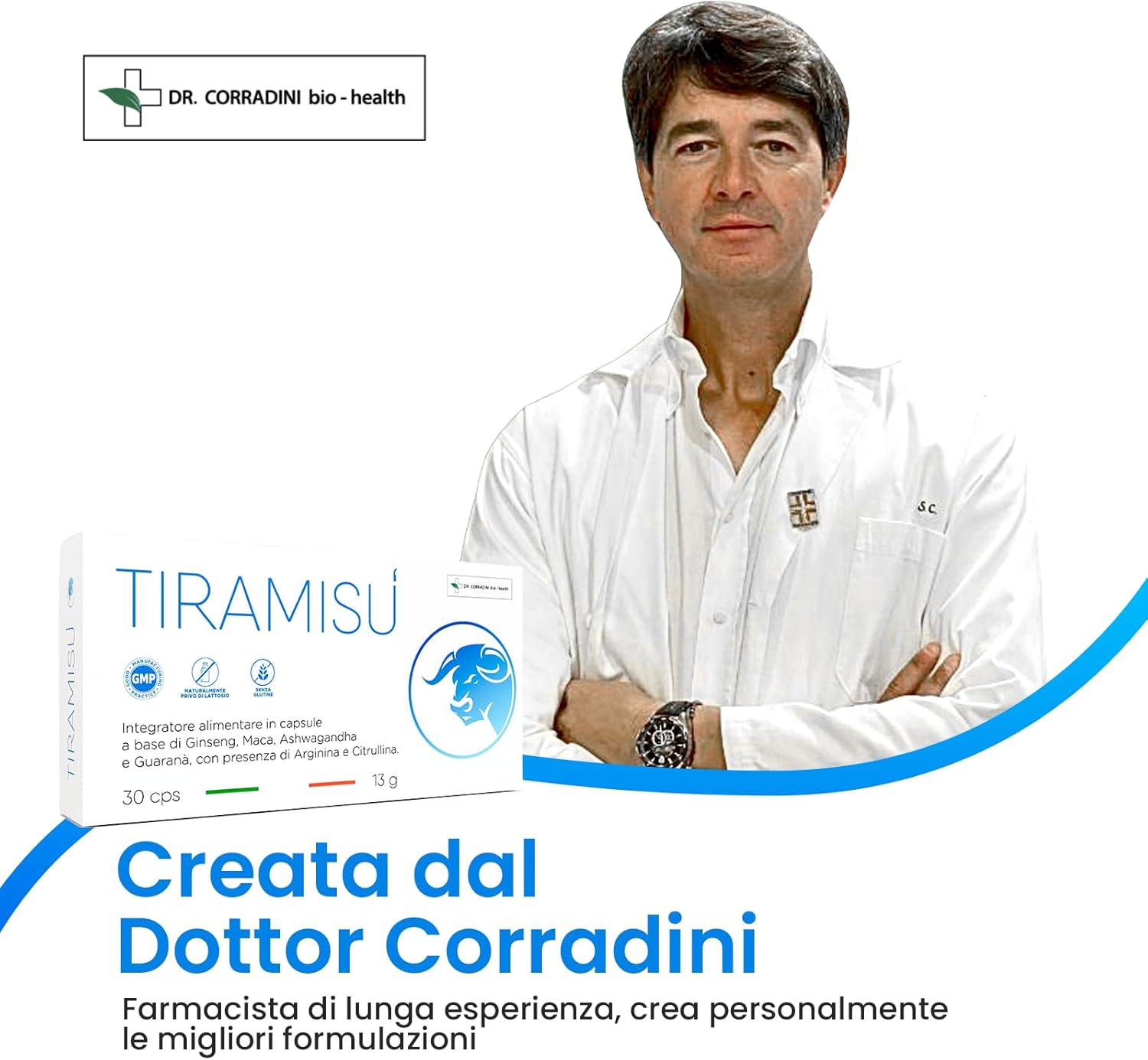 Dr. Corradini Tiramisù Integratore Uomo per Vigore con Maca Peruviana - Made in Italy, 30 Giorni di Fornitura