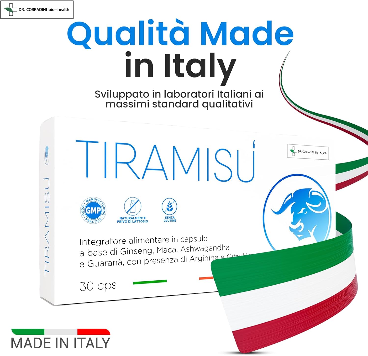 Dr. Corradini Tiramisù Integratore Uomo per Vigore con Maca Peruviana - Made in Italy, 30 Giorni di Fornitura